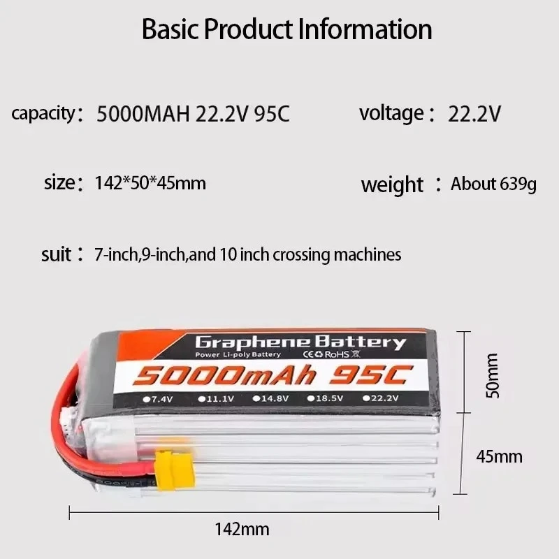 95C 22.2V 6S 5000mAh Lipo Batt - огляд і ціна 6S Lipo Battery 22.2V 5000Mah